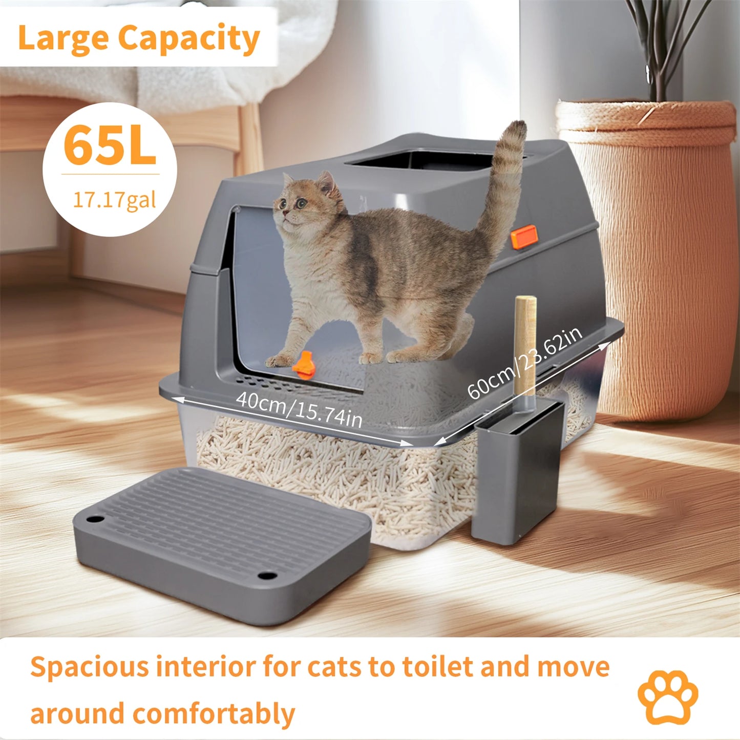 Enclosed Stainless Steel Cat Litter Box