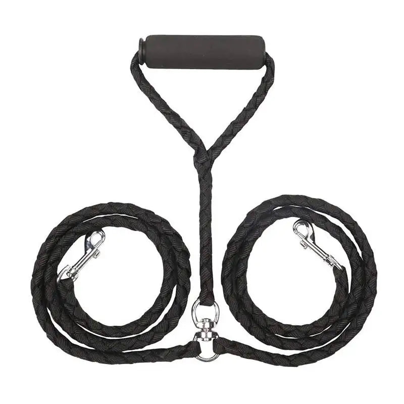 1.4m Dual Dog Leash: Walk two dogs comfortably with this elastic, tangle-free leash featuring dual couplers for outdoor training.