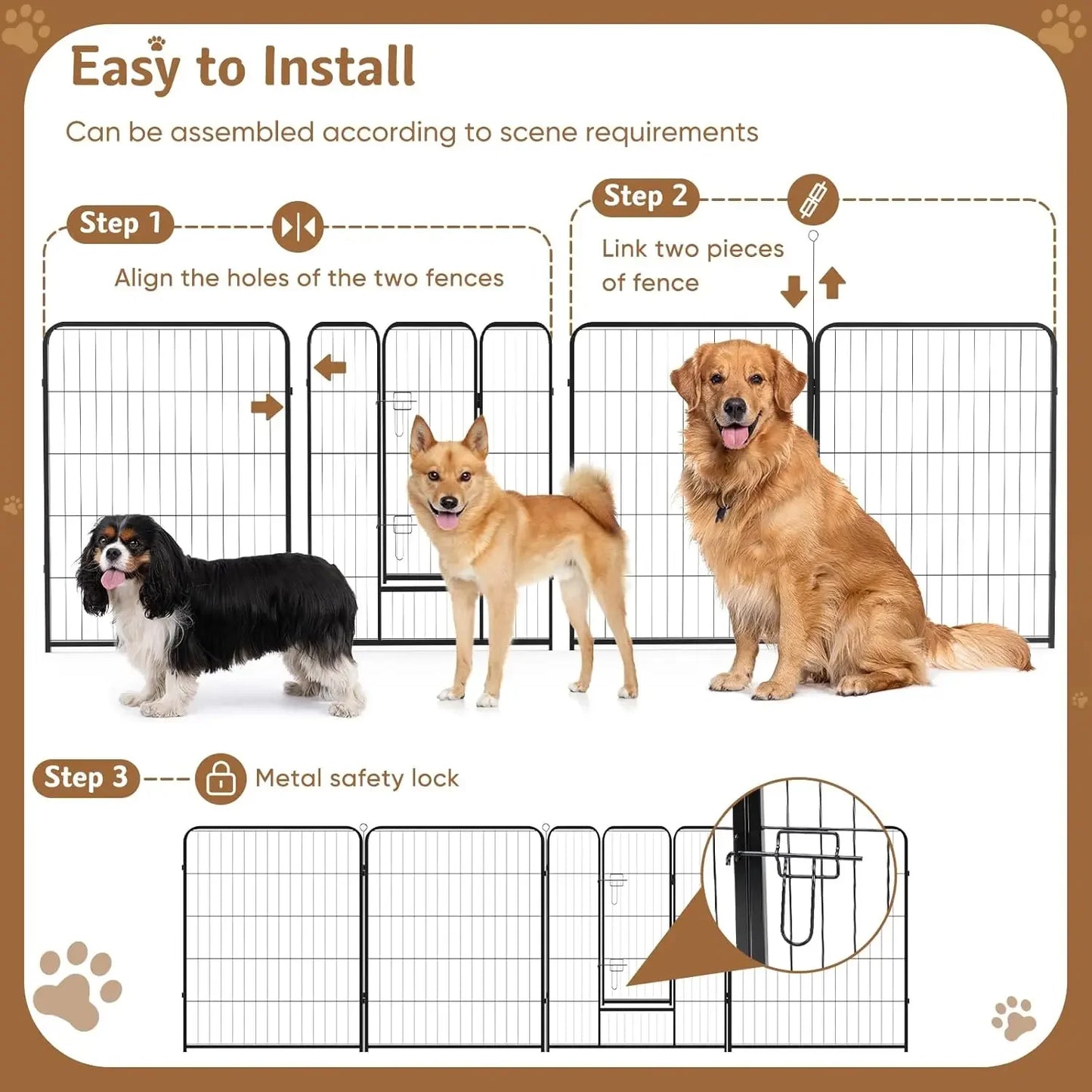 Dog Playpen Indoor/Outdoor Fence 16 Panel 40" Height