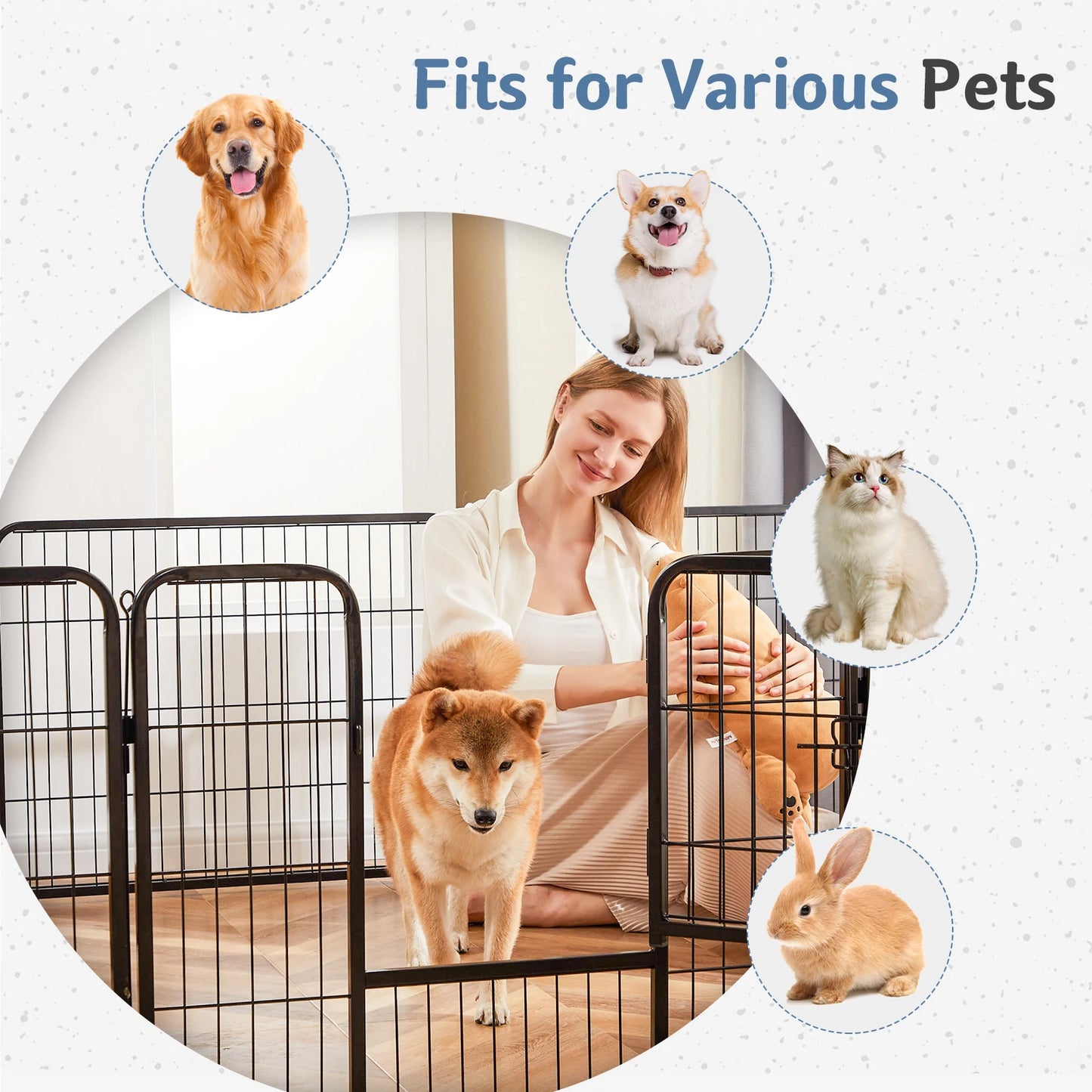 16-Panel indoor/outdoor dog playpen.