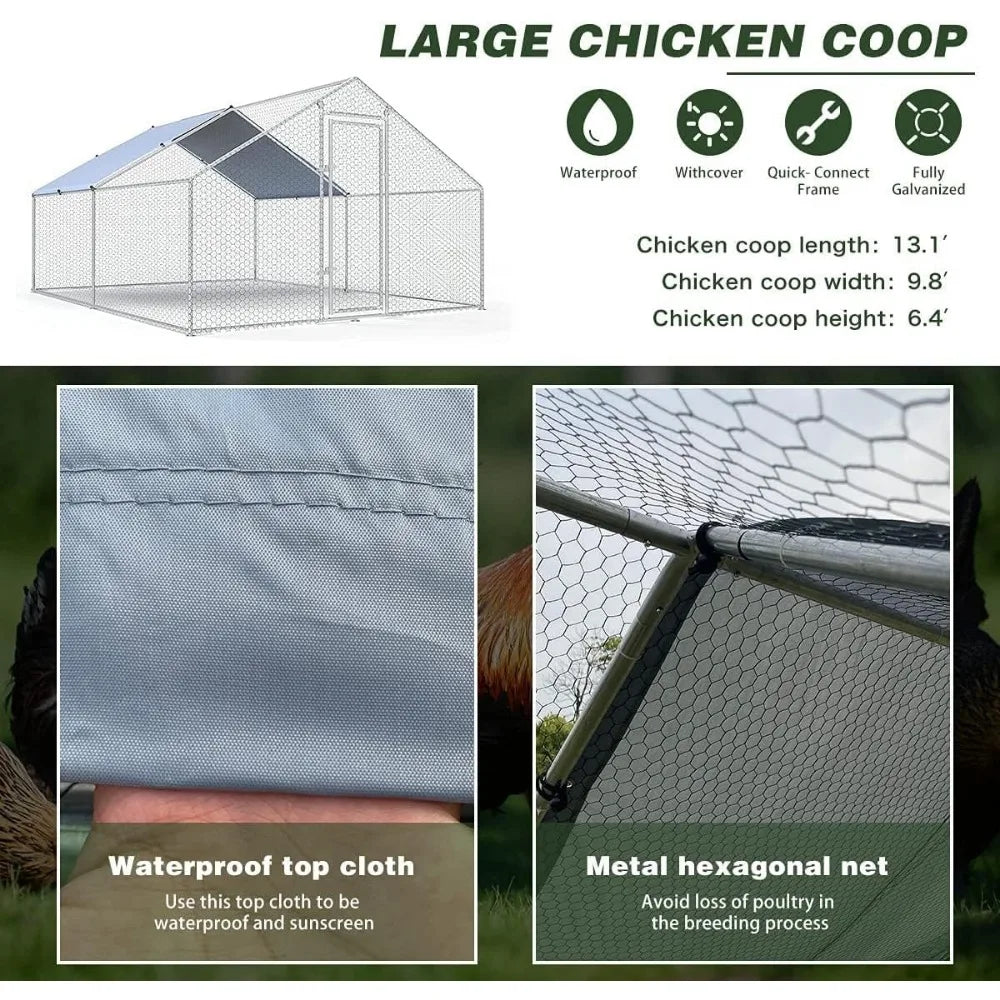 Large Metal Chicken Coop, Walk-in Chicken Run