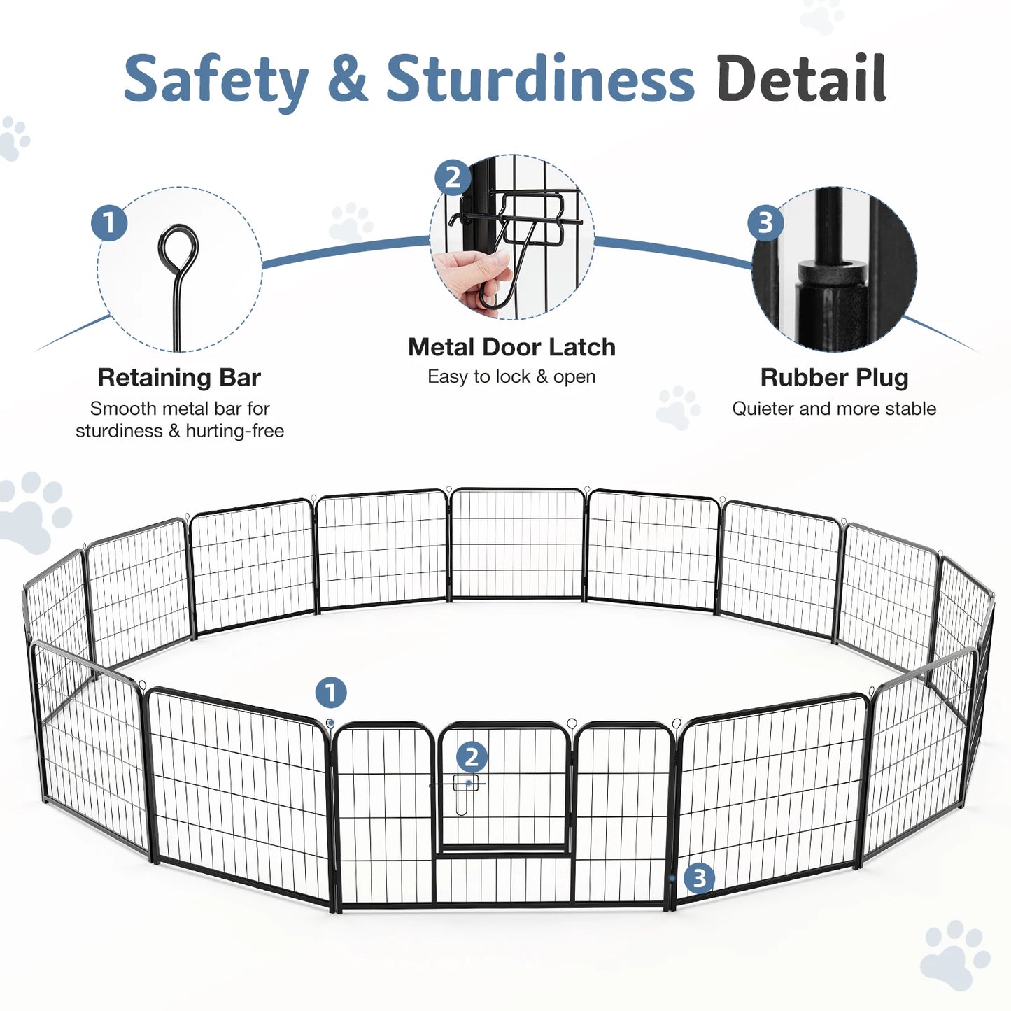 16-Panel indoor/outdoor dog playpen.