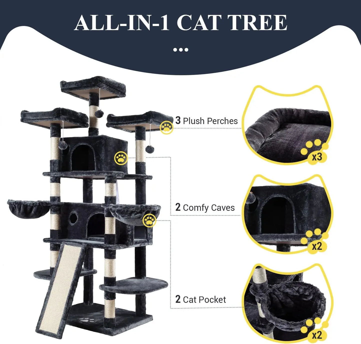 68 Inches Cat Tree House