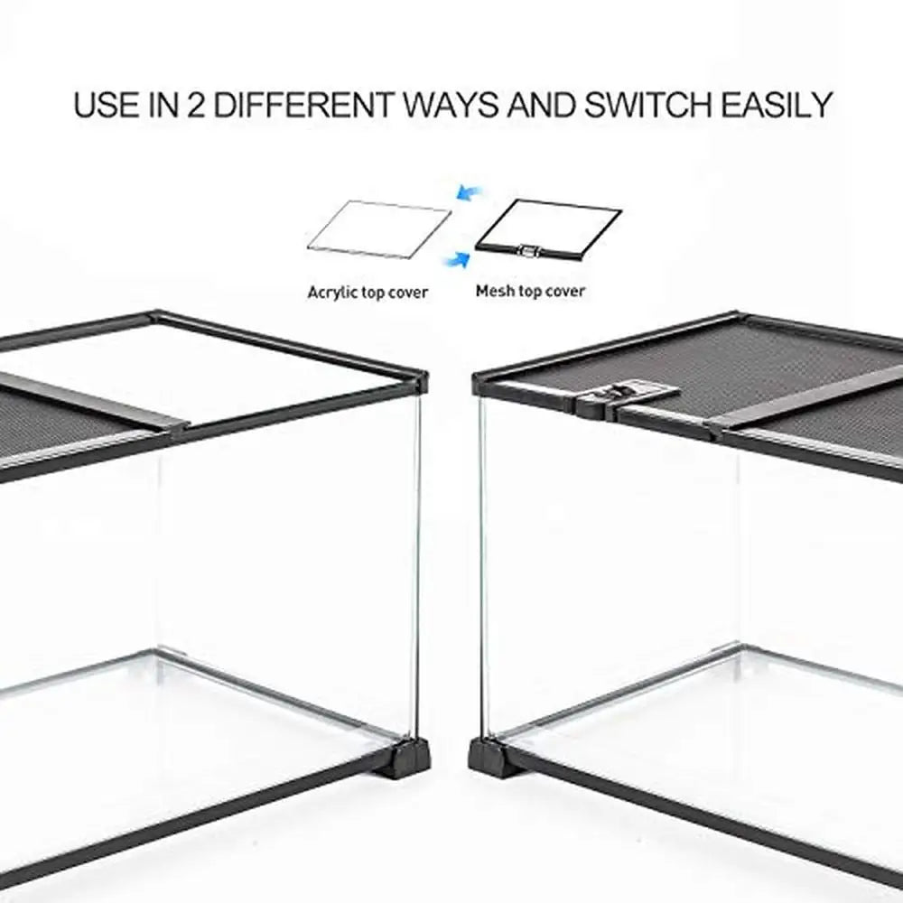 20 Gallon Dual Top Sliding Glass Terrarium Waterproof PVC Tray