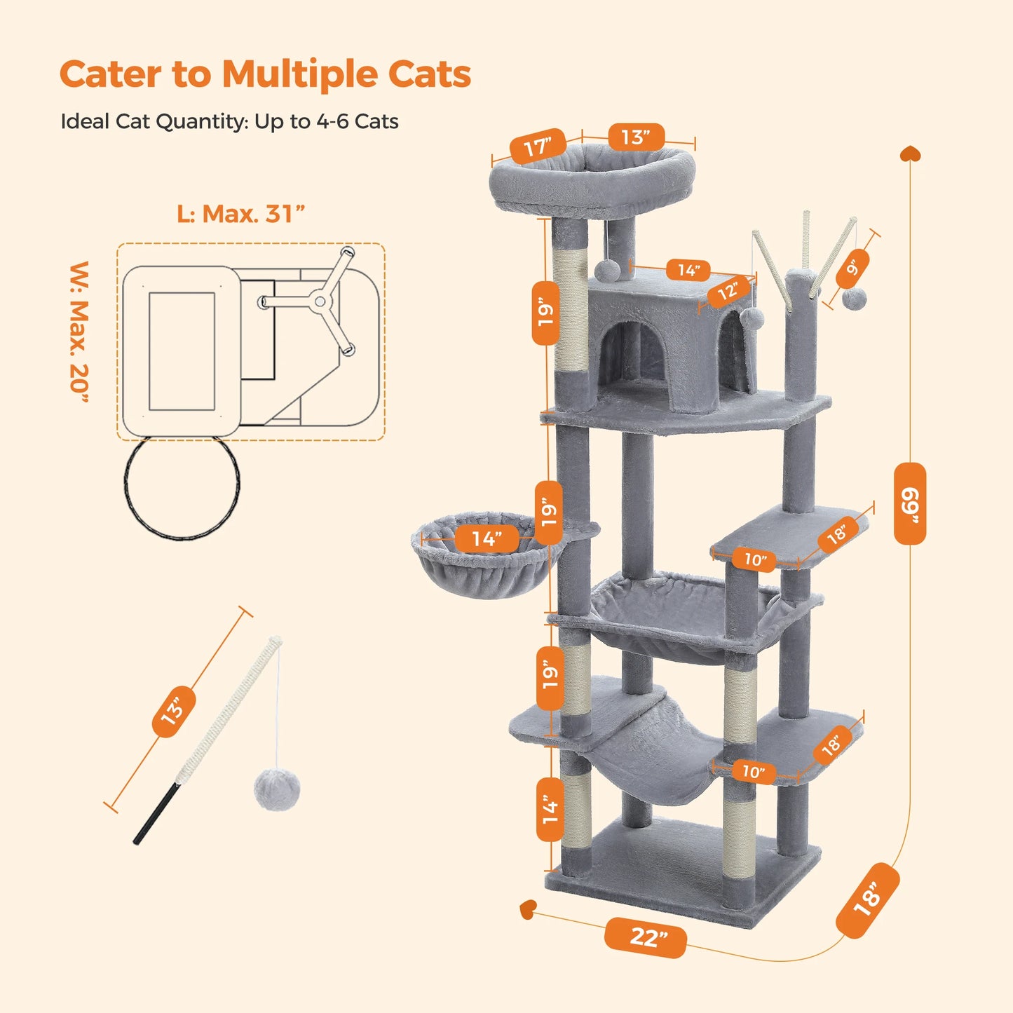 Large Cat Tower for Indoor Cats