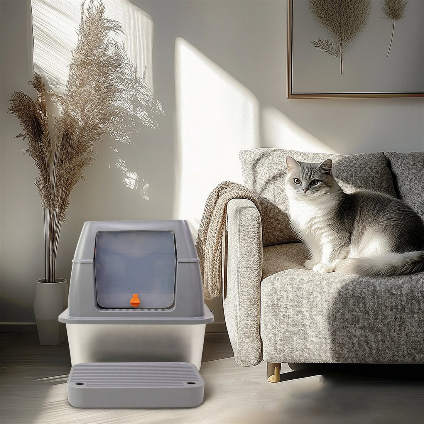 Enclosed Stainless Steel Cat Litter Box