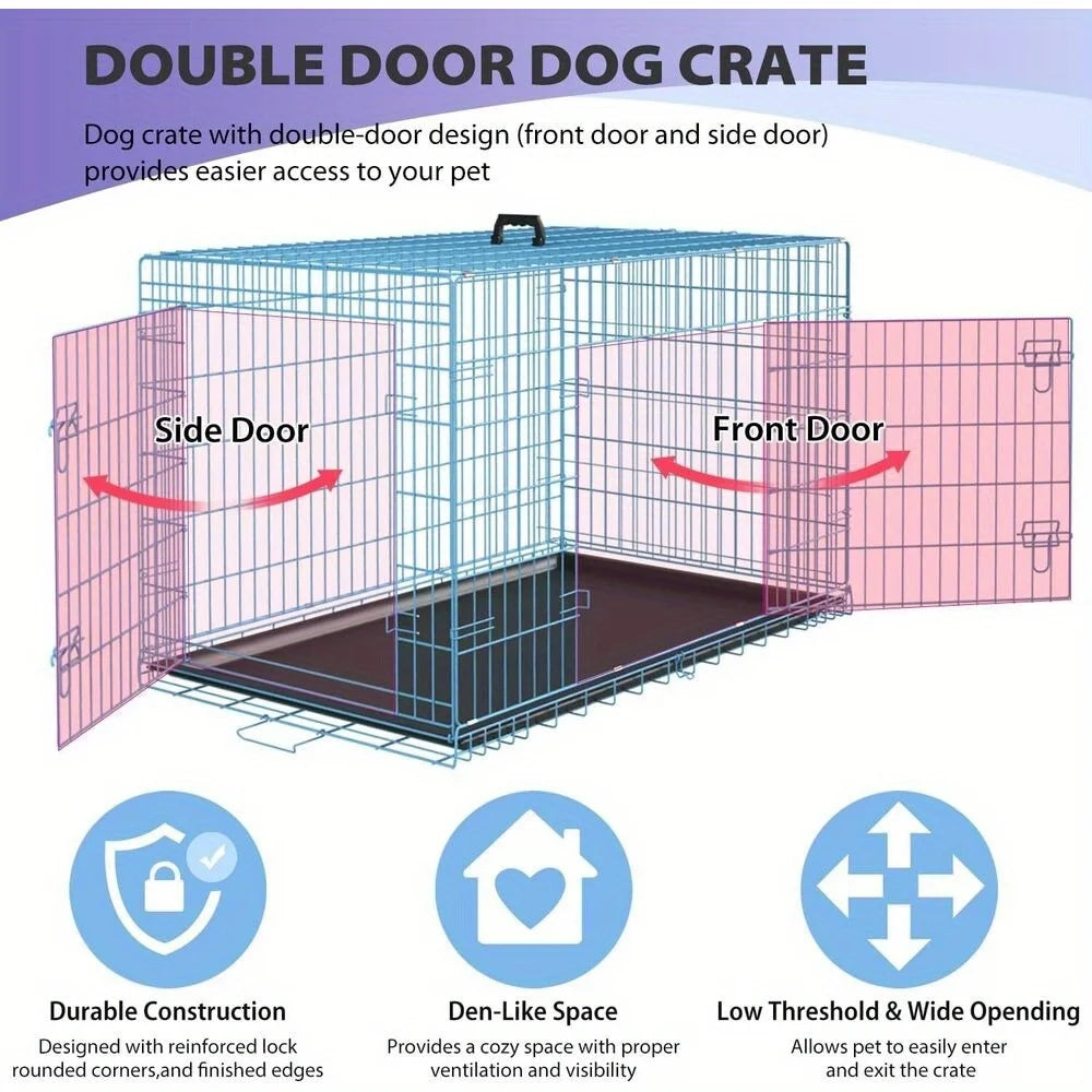 Folding wire kennel for large dog