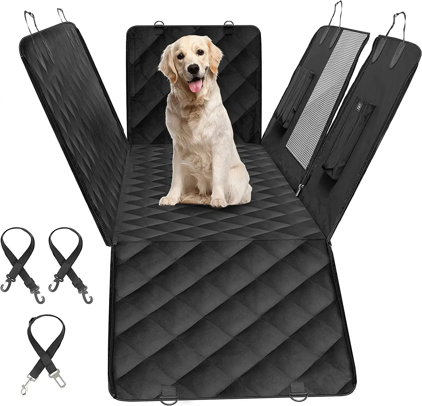 Simple Deluxe Dog Car Seat Cover for Back Seat, 100% Waterproof, Mesh Window, Scratchproof & Nonslip