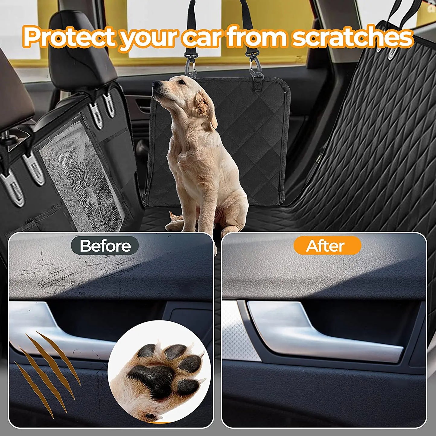 Simple Deluxe Dog Car Seat Cover for Back Seat, 100% Waterproof, Mesh Window, Scratchproof & Nonslip