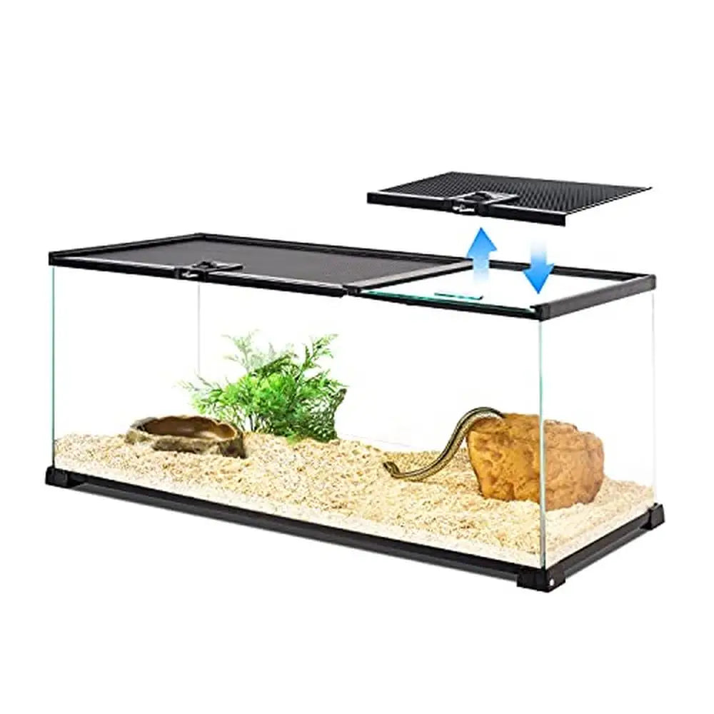 20 Gallon Dual Top Sliding Glass Terrarium Waterproof PVC Tray