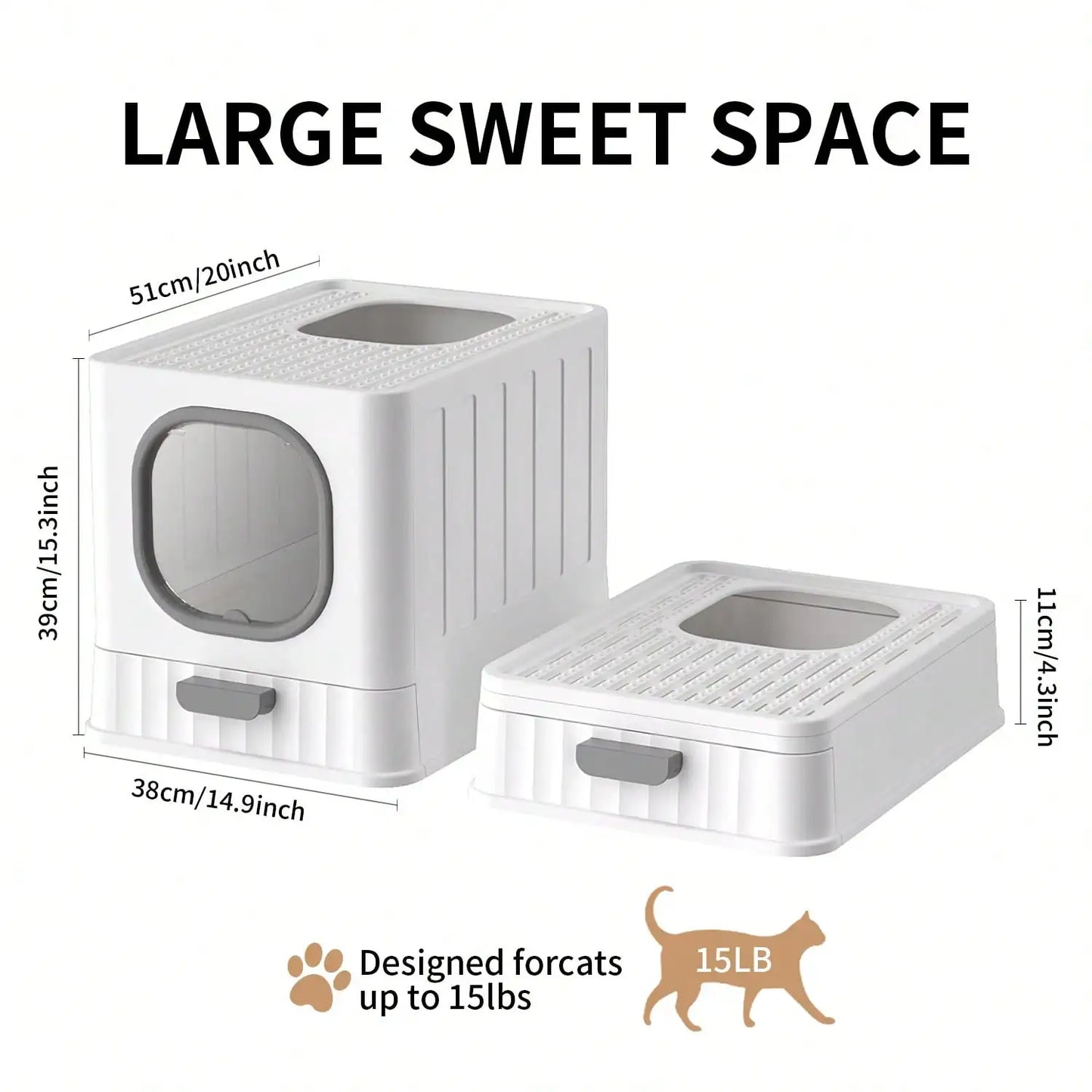 Fully Enclosed Cat Toilet With Lid Cover