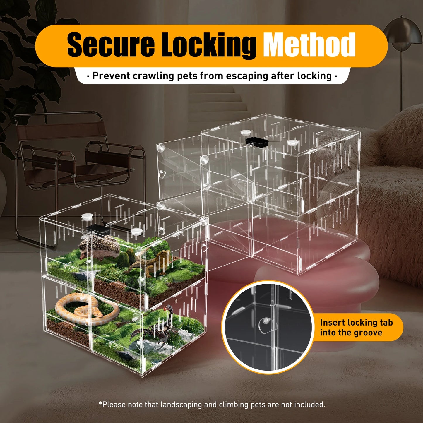 4 Grids Acrylic Pet Reptile Cage