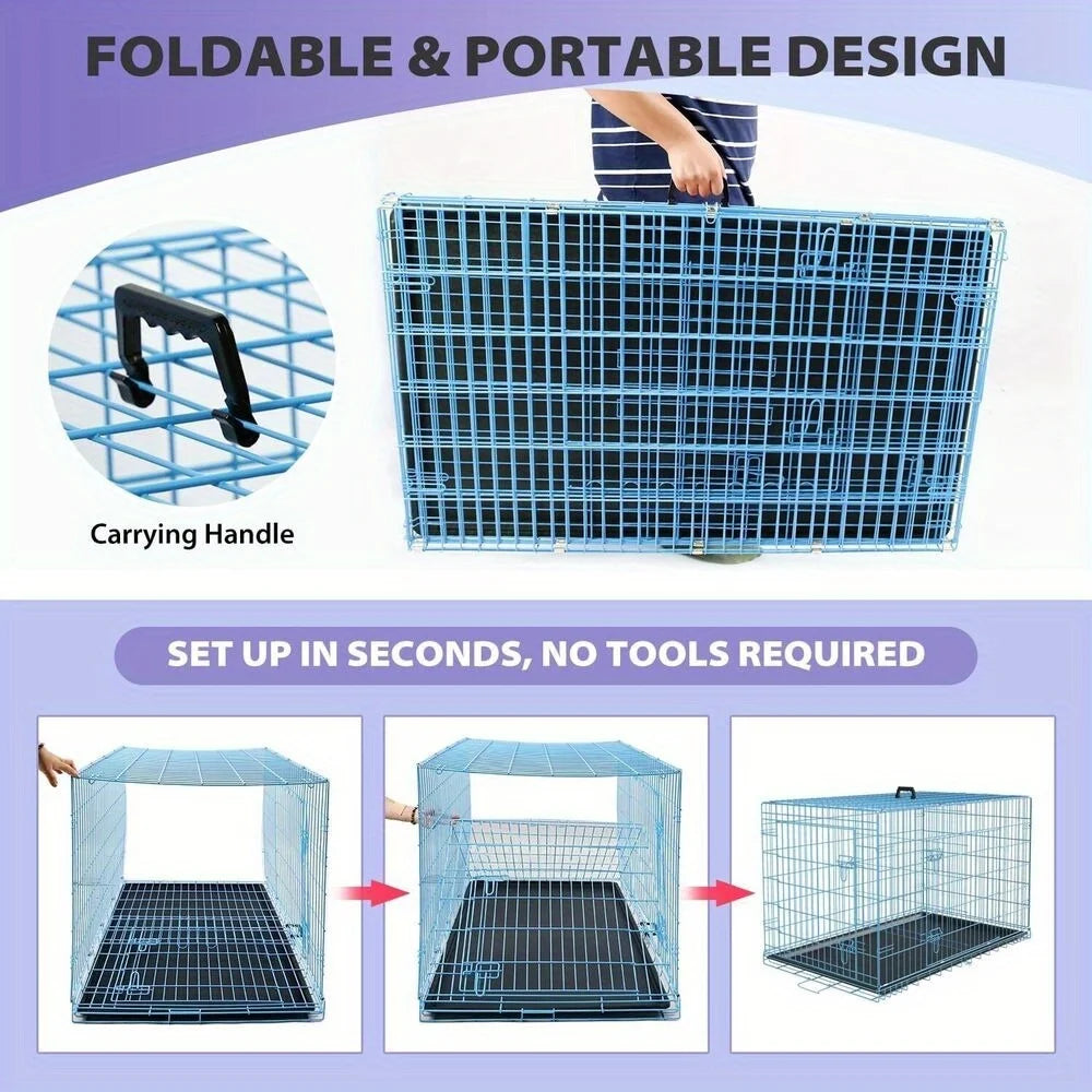 Folding wire kennel for large dog