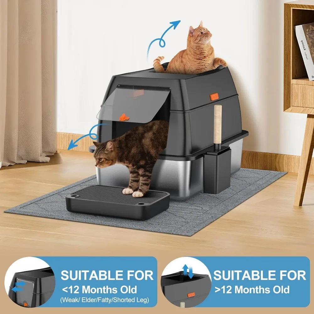 Premium Enclosed Metal Litter Box: