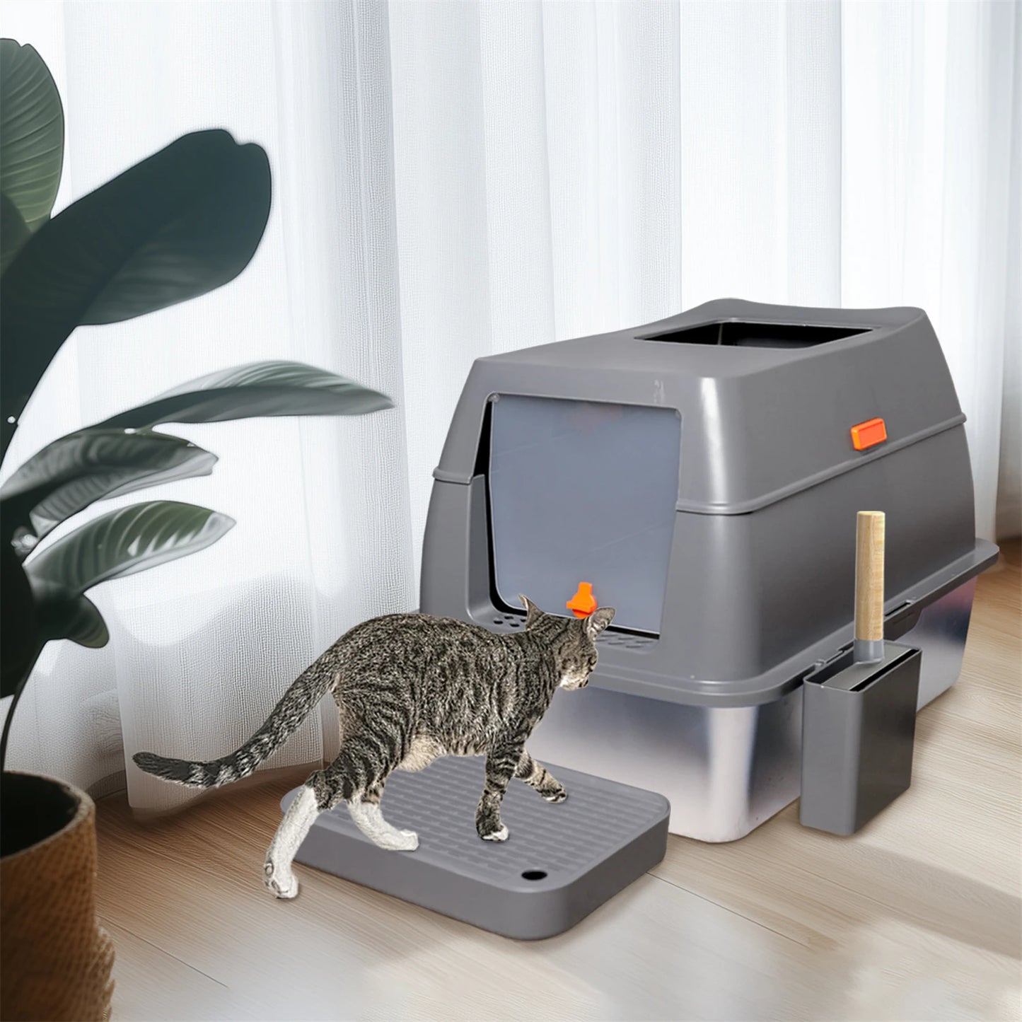 Enclosed Stainless Steel Cat Litter Box