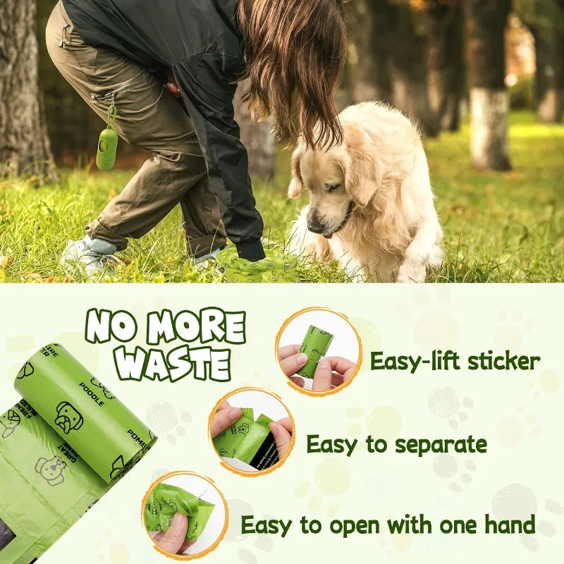 Dog Poop Bag Set with Dispenser & Leash Clip Thick Waste Poop Bags for Puppy/Small/Medium/Large Dog & Cat (180PCS)