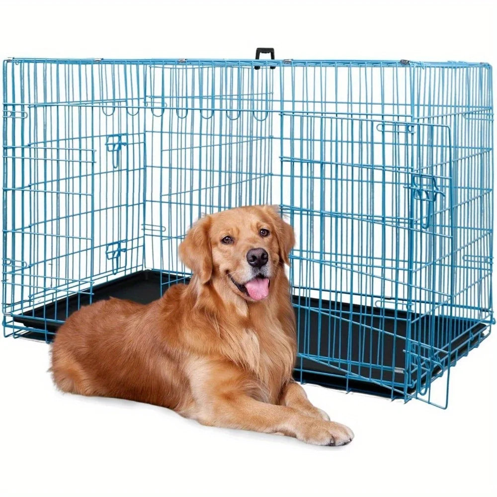 Folding wire kennel for large dog