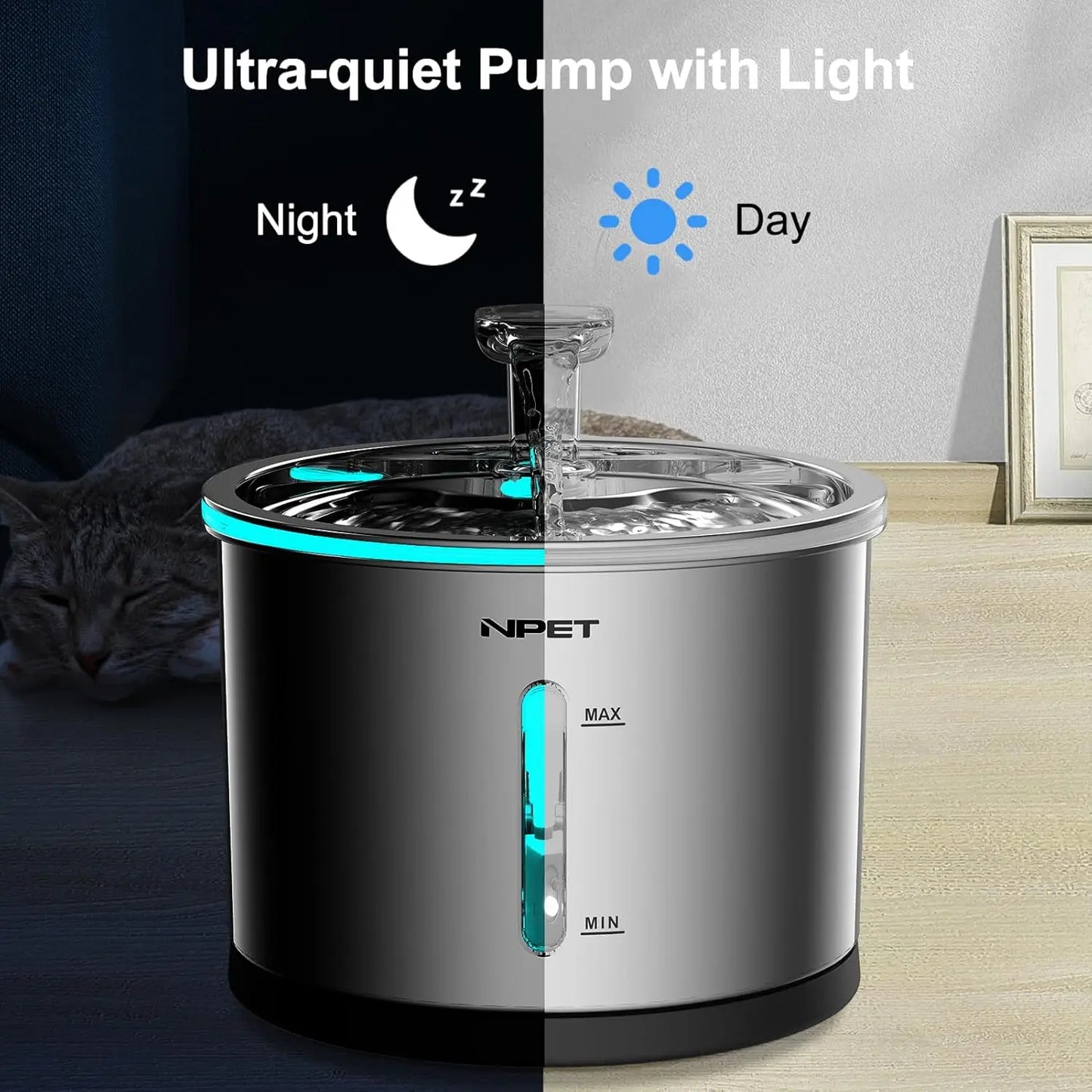 Stainless Steel And Dishwasher Safe Cat Water Fountain