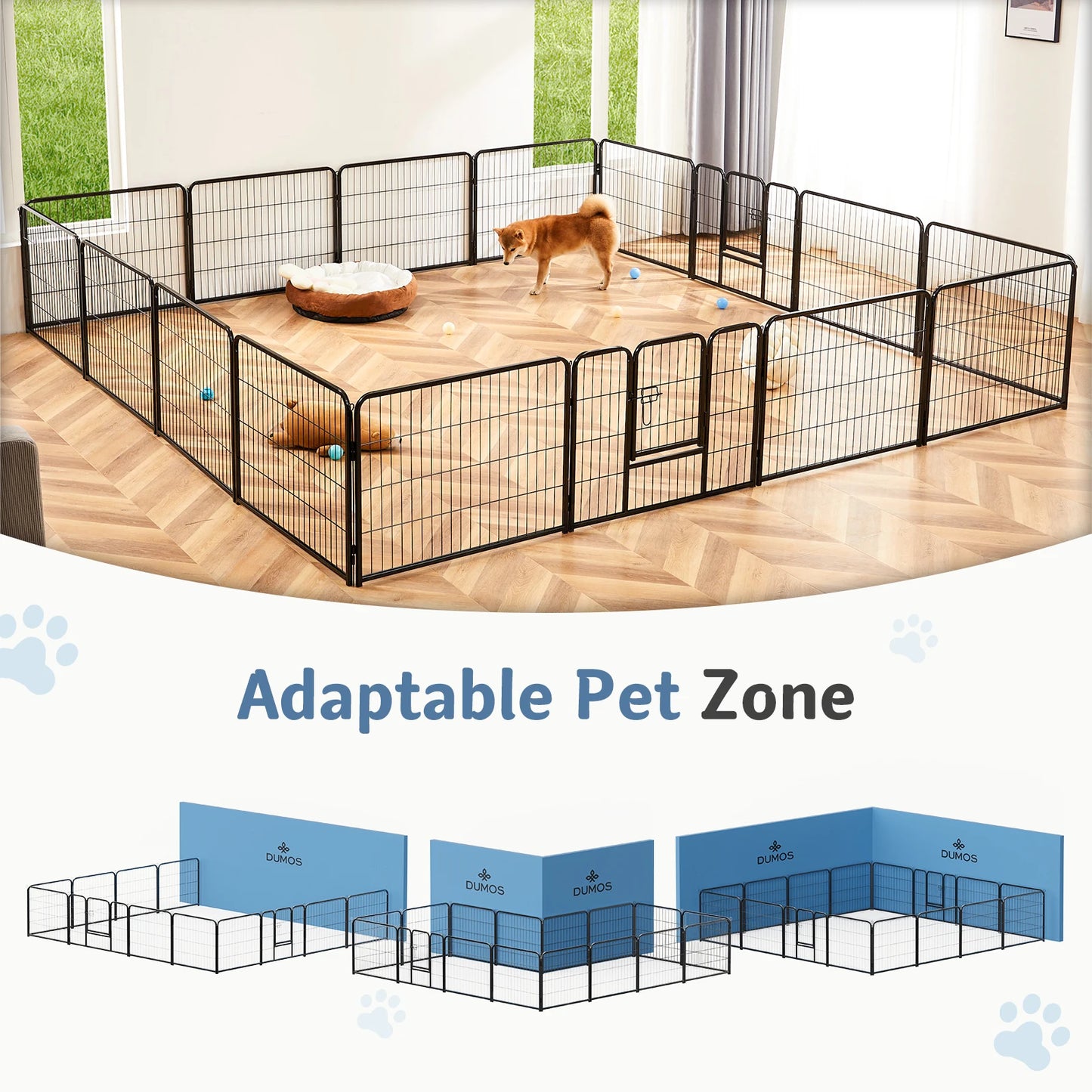 16-Panel indoor/outdoor dog playpen.