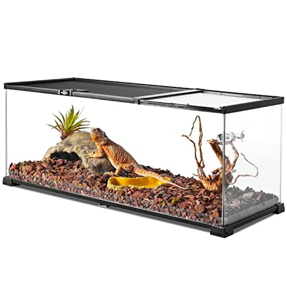 20 Gallon Dual Top Sliding Glass Terrarium Waterproof PVC Tray