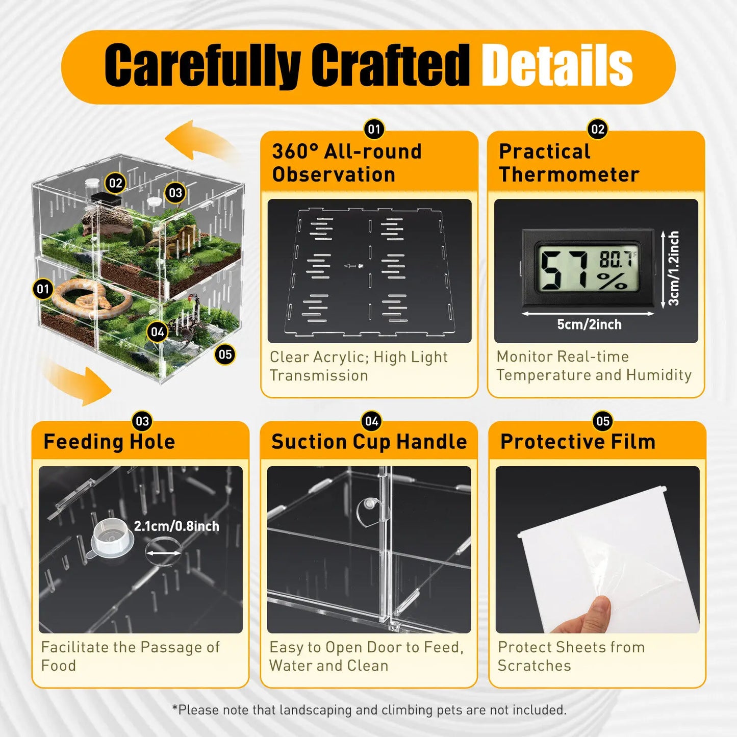 4 Grids Acrylic Pet Reptile Cage