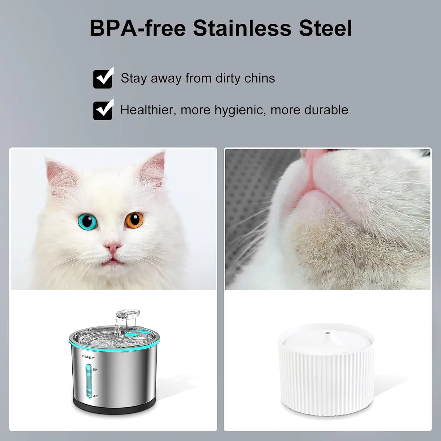 Stainless Steel And Dishwasher Safe Cat Water Fountain