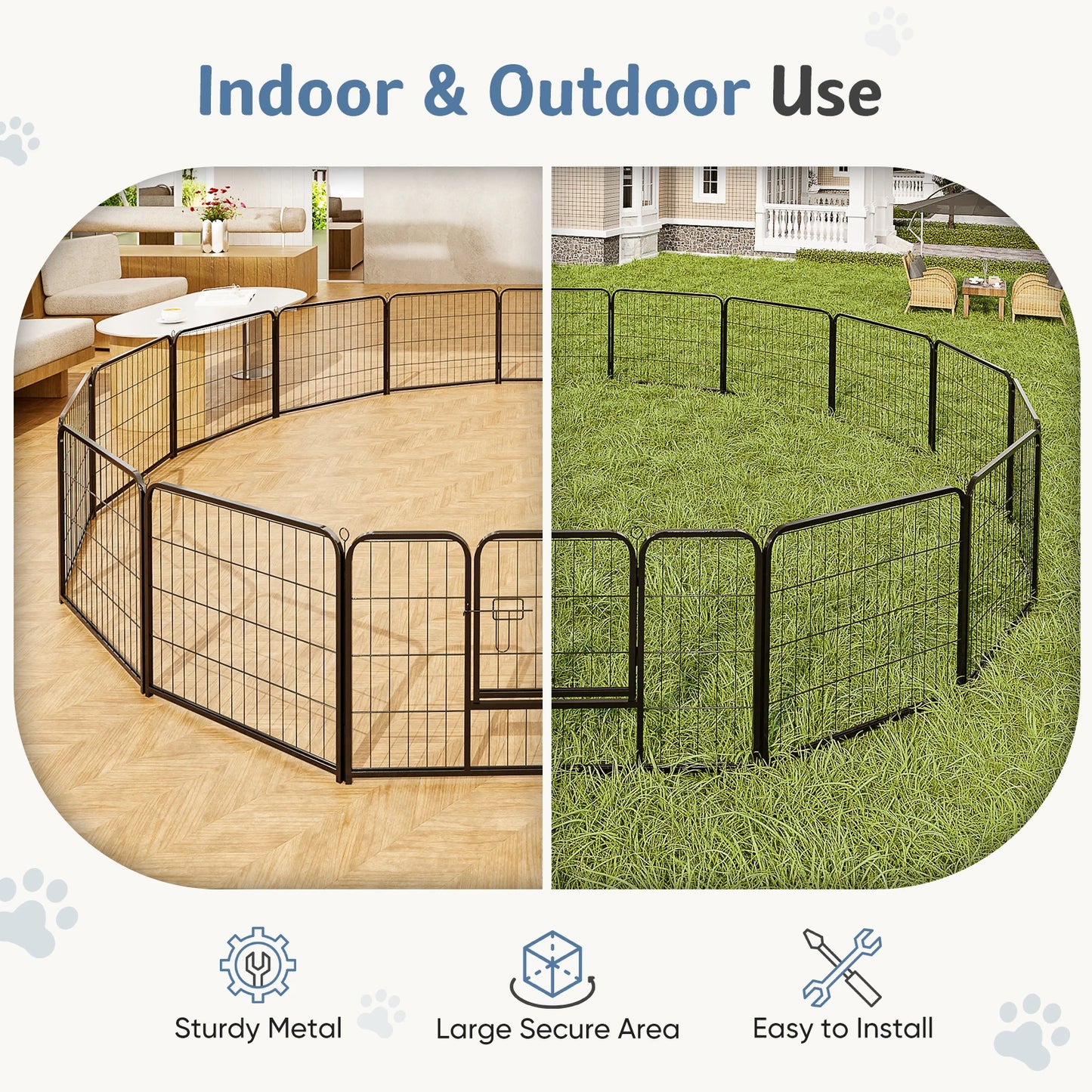 16-Panel indoor/outdoor dog playpen.