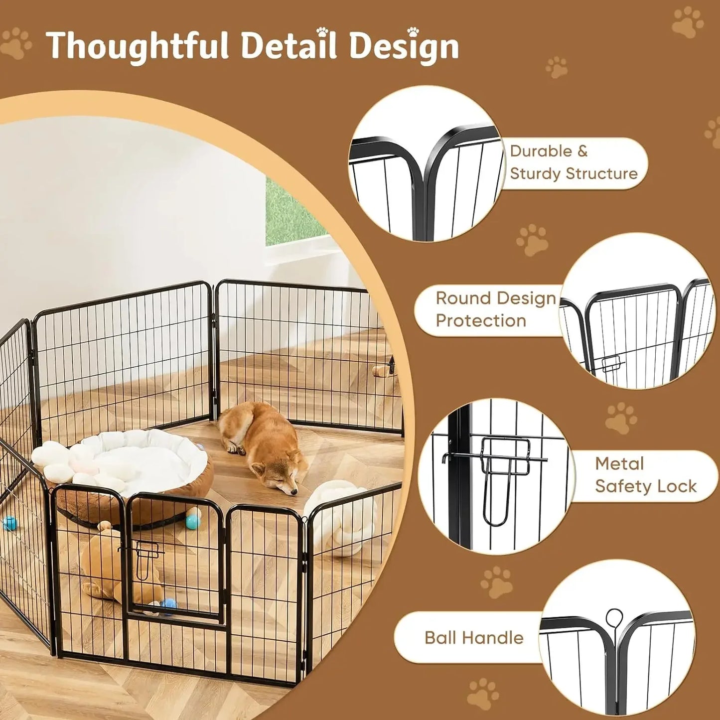 Dog Playpen Indoor/Outdoor Fence 16 Panel 40" Height