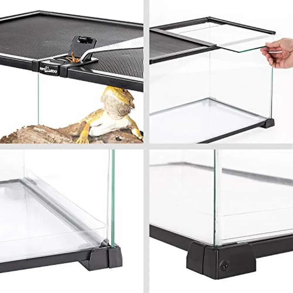 20 Gallon Dual Top Sliding Glass Terrarium Waterproof PVC Tray