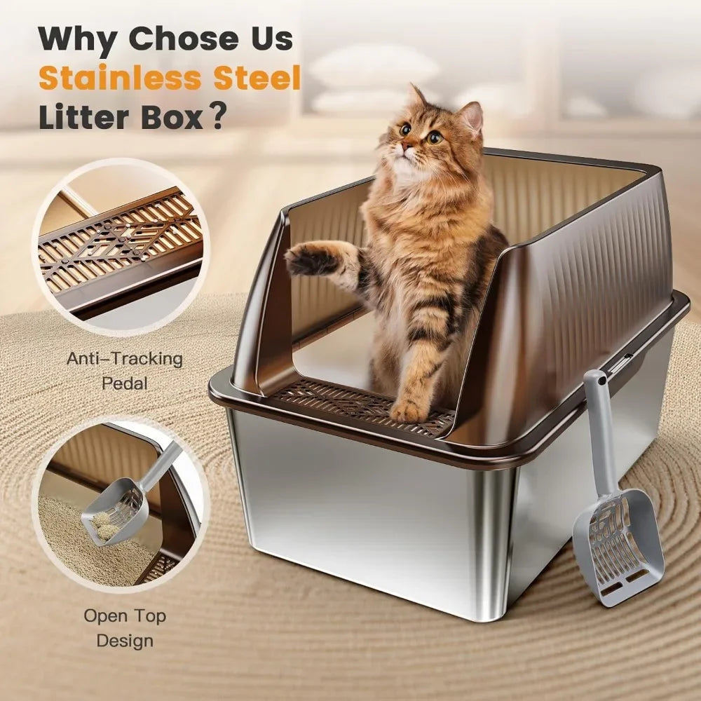 16” XL Stainless Steel Cat Litter Box Enclosure