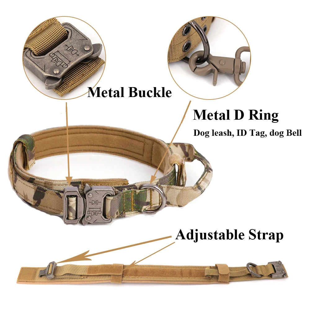 Military Dog Harness, Collar, and Leash Set: Large, tactical vest for training German Shepherds and other medium to large dogs.