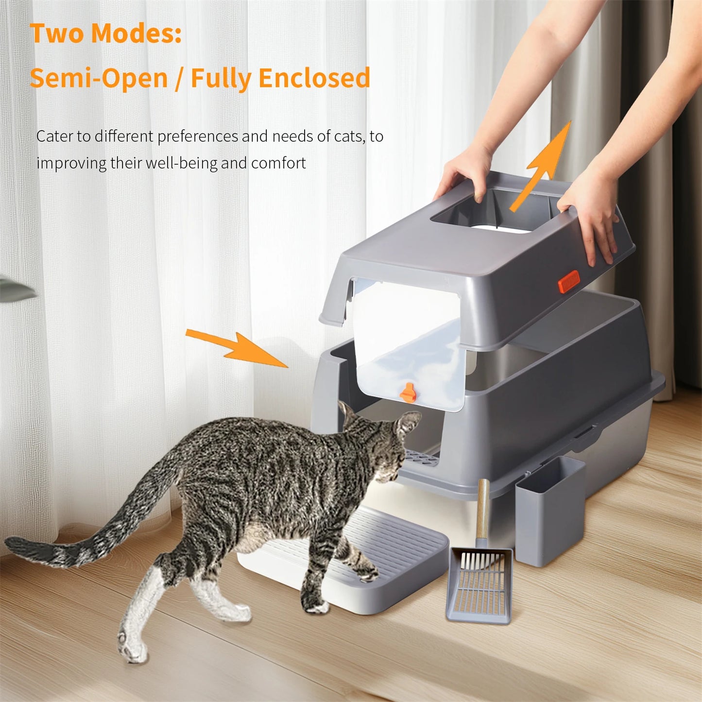 Enclosed Stainless Steel Cat Litter Box